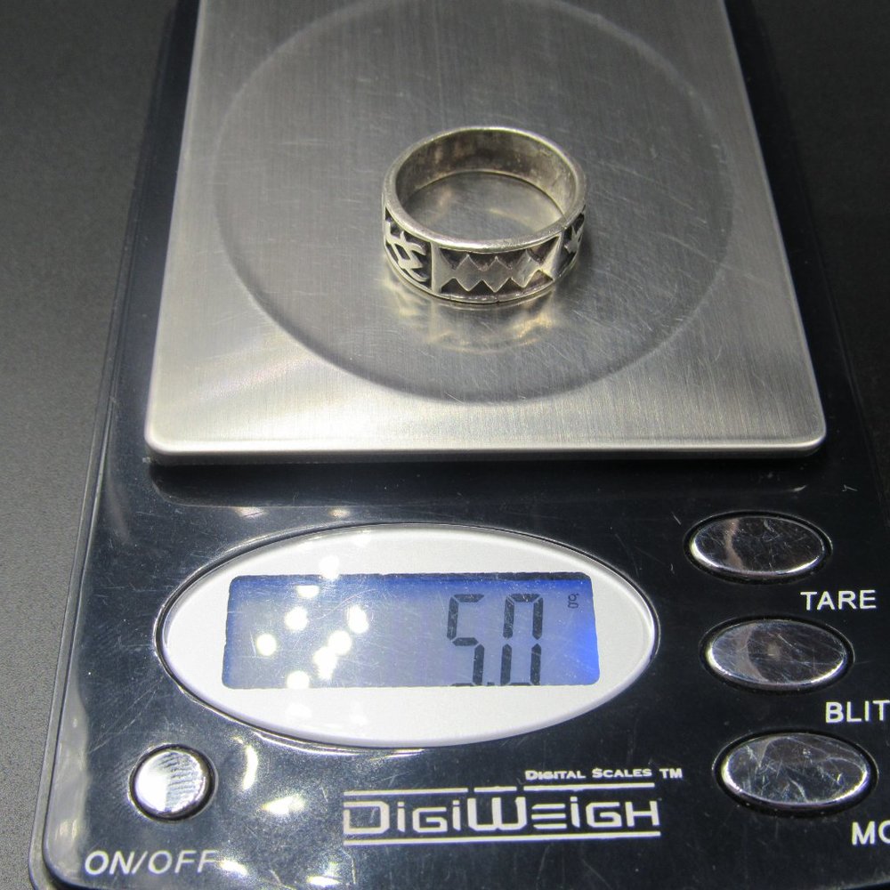 Size 8.25 Sterling Silver Worn Rustic Odd Shapes Band Ring Vintage - Picture 8 of 8